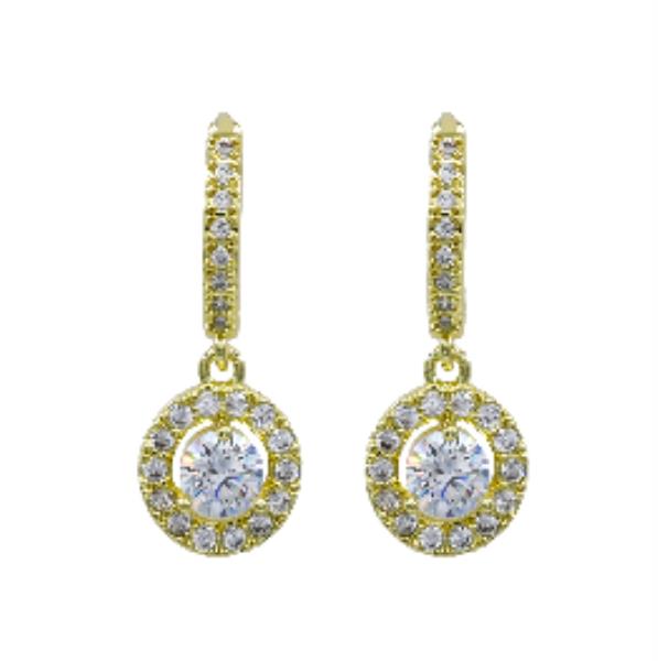 Dangle Round CZ Huggies Earring