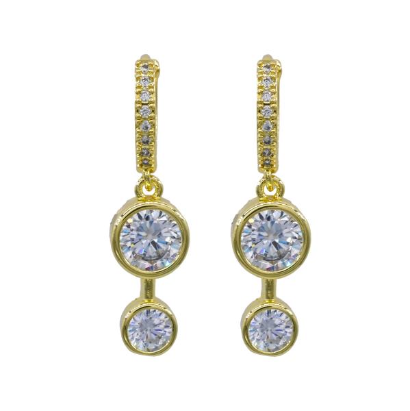 Dangle  Round CZ Huggies Earring