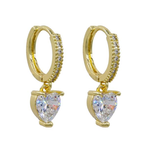 Dangle CZ Heart Huggies Earring