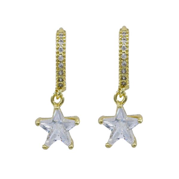 Dangle CZ Star Huggies Earring