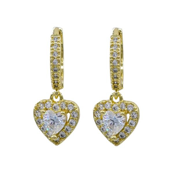 Dangle CZ Heart Huggies Earring