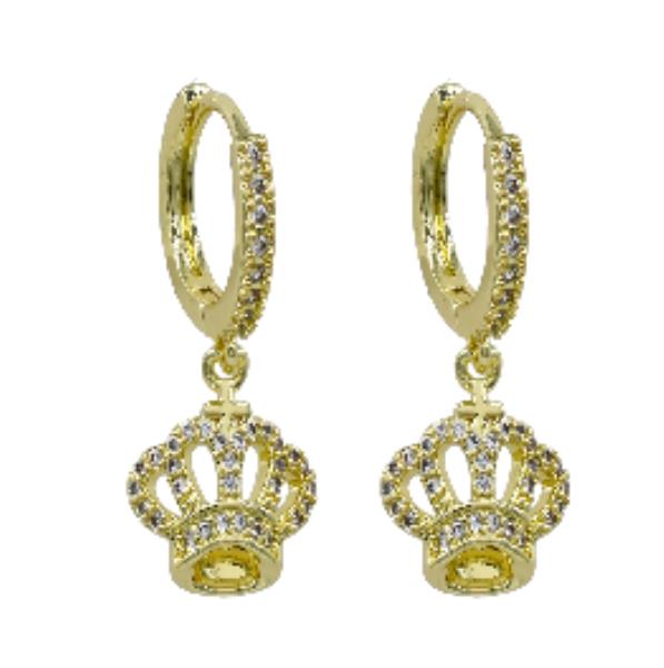 Dangle CZ Crown Huggies Earring