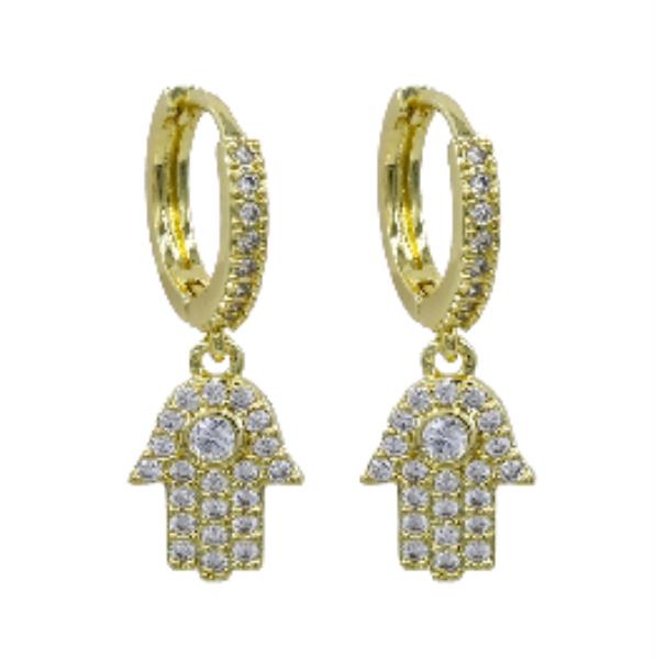 Dangle CZ Hamsha Huggies Earring