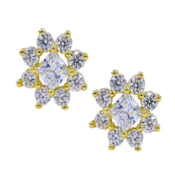 CZ Flower Cluster Stud Earrings