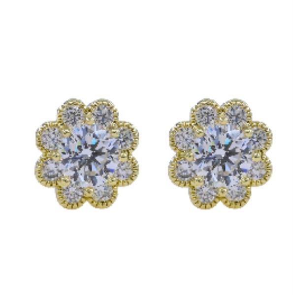 Flower CZ Cluster Stud Earrings