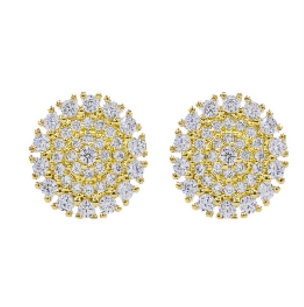 CZ Round Cluster Stud Earrings