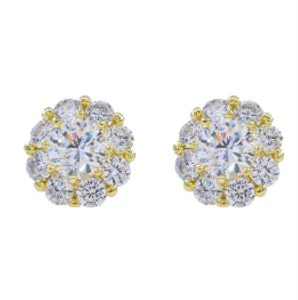 CZ Round Cluster Stud Earring