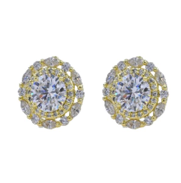 CZ Round Halo Stud Earrings