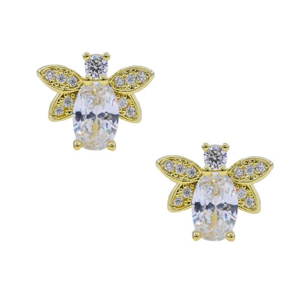 CZ Bee Crystal Stud Earrings
