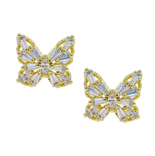 CZ Butterfly Rhinestone Stud Earrings