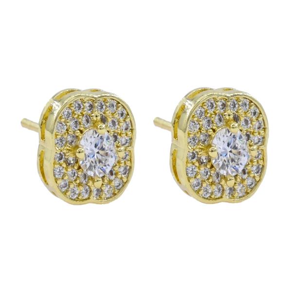 CZ Clover Halo Stud Earrings