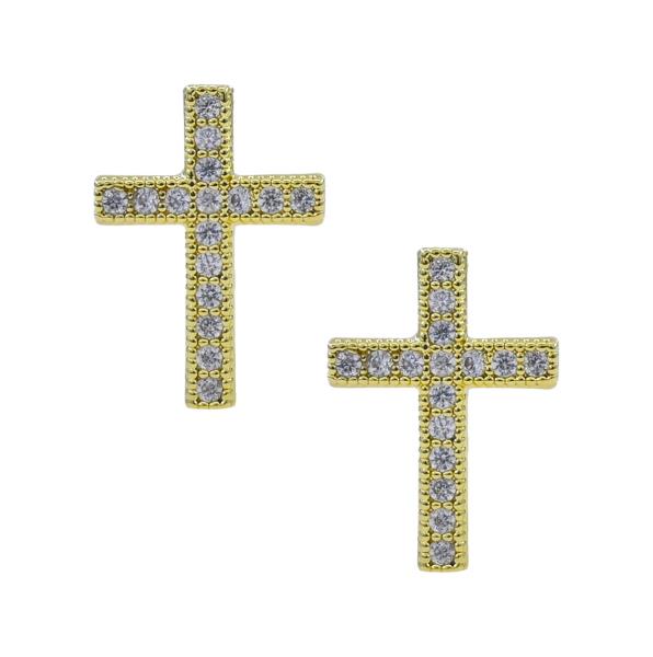 CZ Pave Cross Stud Earring