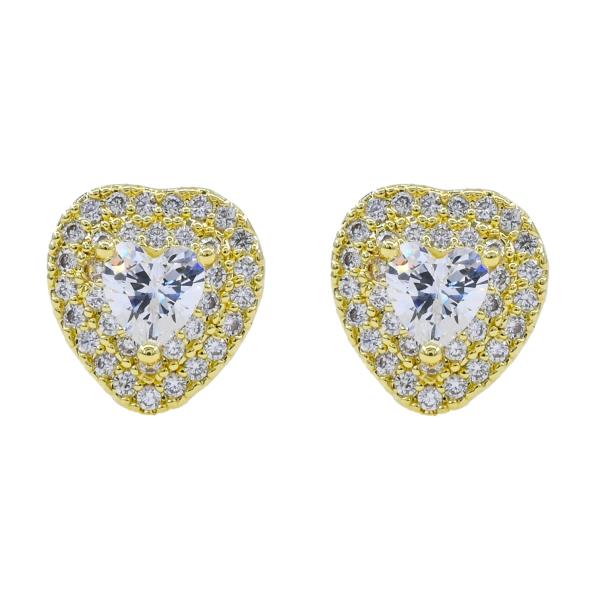 CZ Heart Halo Stud Earrings
