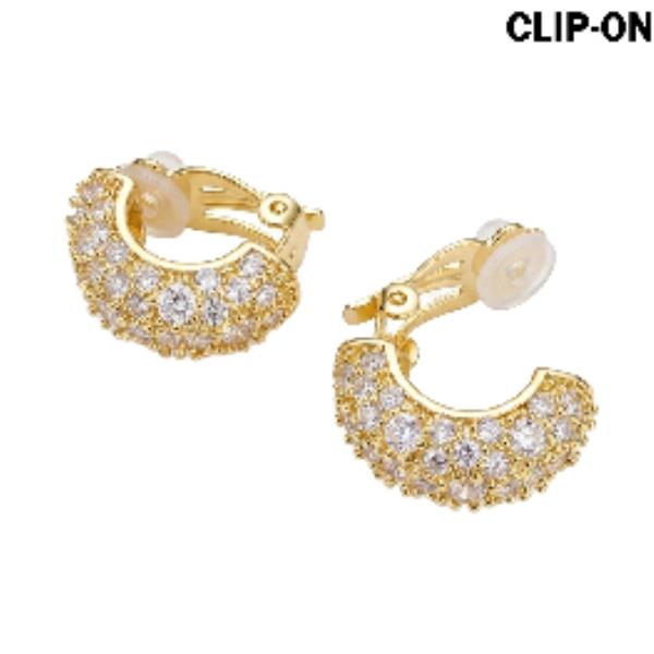 CZ Pave Hoop Clip On Earrings