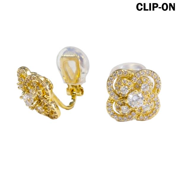 Clip On Crystal Flower Earrings