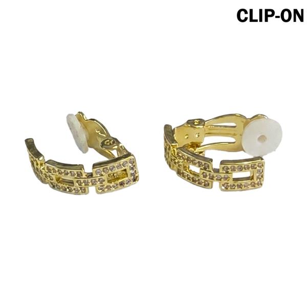 CZ Clip On Chain Link Hoop Earring