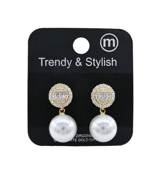 CZ Pearl Drop Halo Earrings