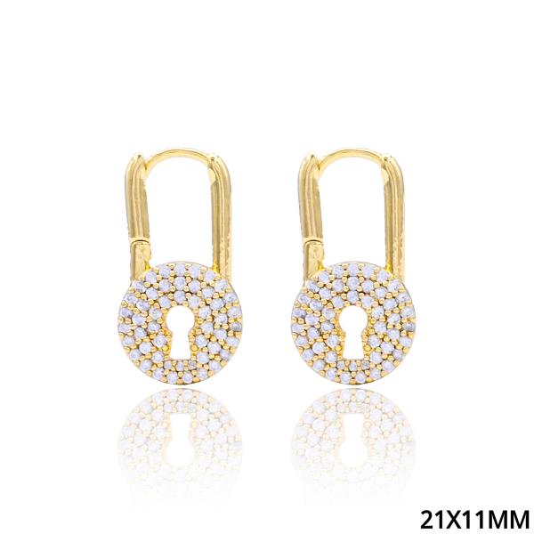 CZ Pave Lock Hoop Earrings