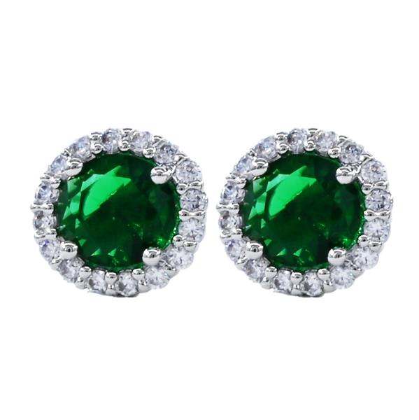 CZ Round Halo Stud Earrings