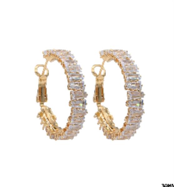CZ Baguette Crystal Hoop Earrings
