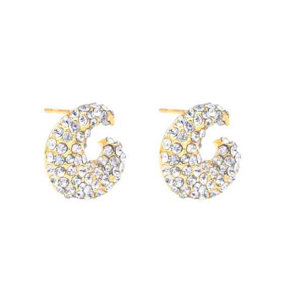 Rhinestone Pave Open Hoop Stud Earrings