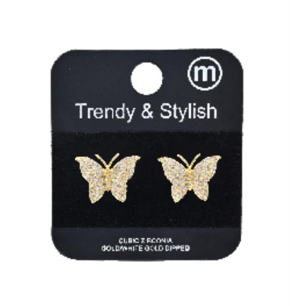 Cubic Zirconia Butterfly Stud Earrings