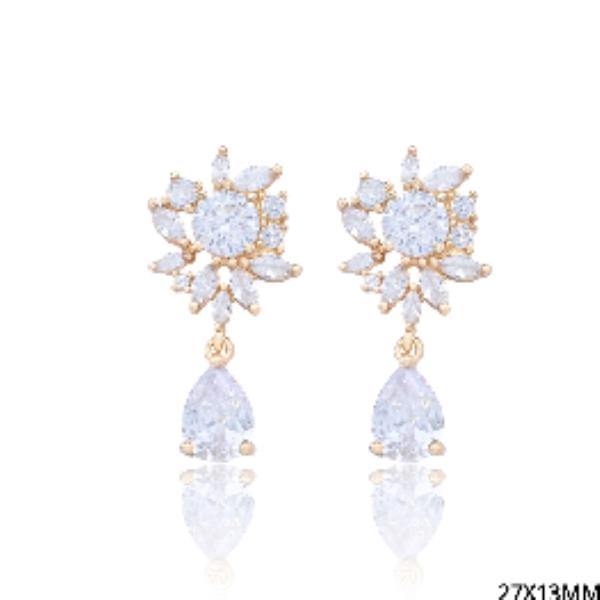 Teardrop Flower CZ Earring