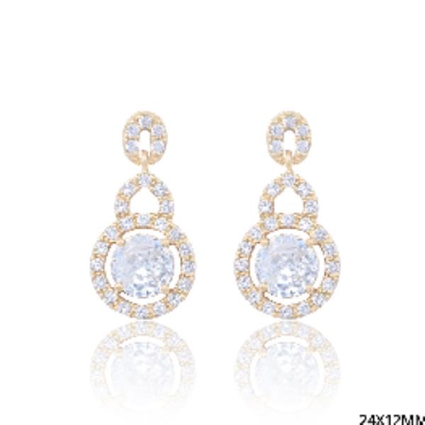 Round CZ Drop Earring