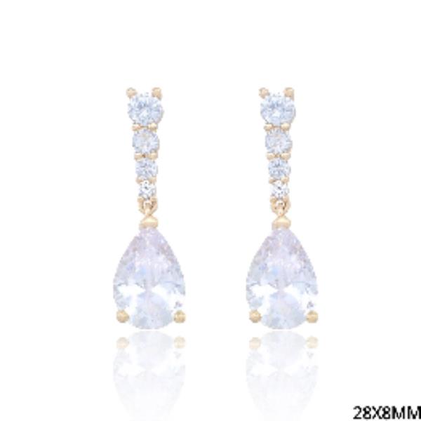 Cubic Zirconia Teardrop Drop Earrings 28x8mm