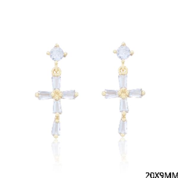 CZ Bar Cross Earring