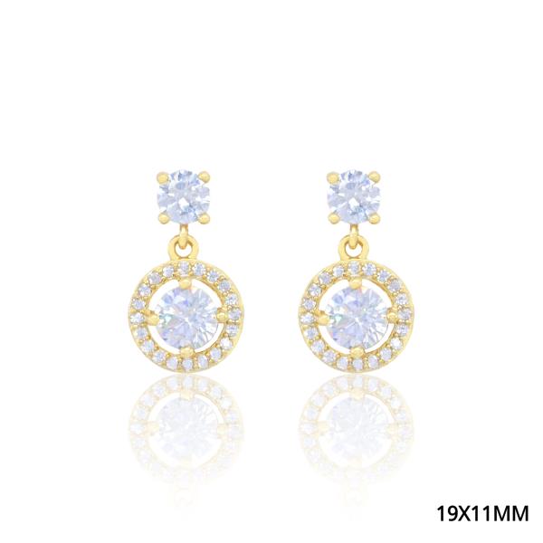 Round Shape Dangle CZ Earring