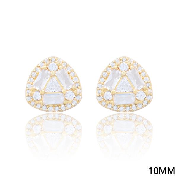 Triangle Halo Cubic Zirconia Stud Earrings 10mm