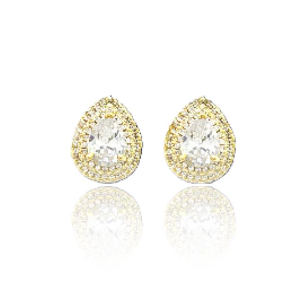 CZ Pear Shaped Halo Stud Earrings