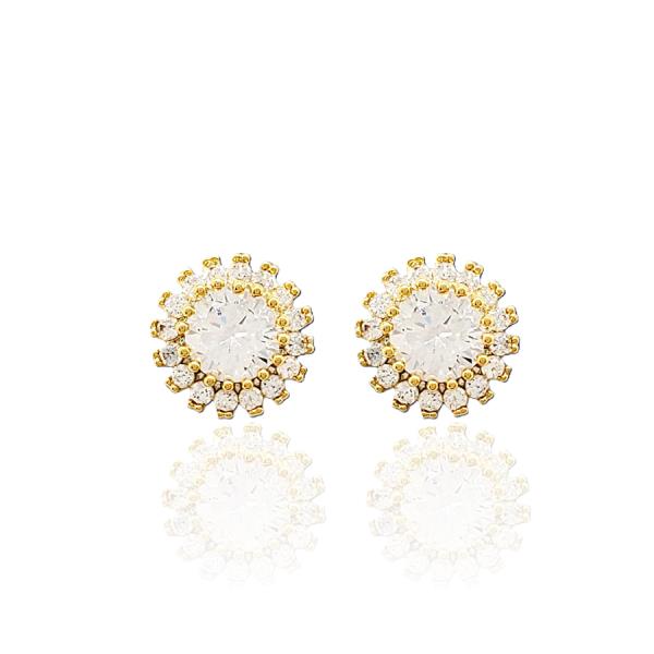 CZ Round Halo Stud Earrings