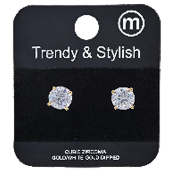 Cubic Zirconia Round Stud Earrings 7mm