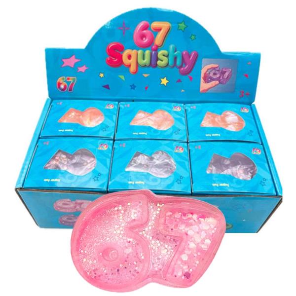 67 Squishy Glitter Number Toy (12 Units)