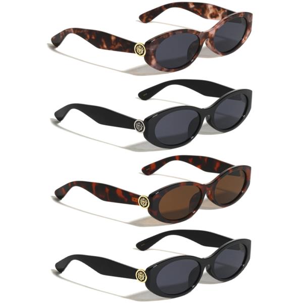 LION HEAD RETRO OVAL FASHION SUNGLASSES 1DZ