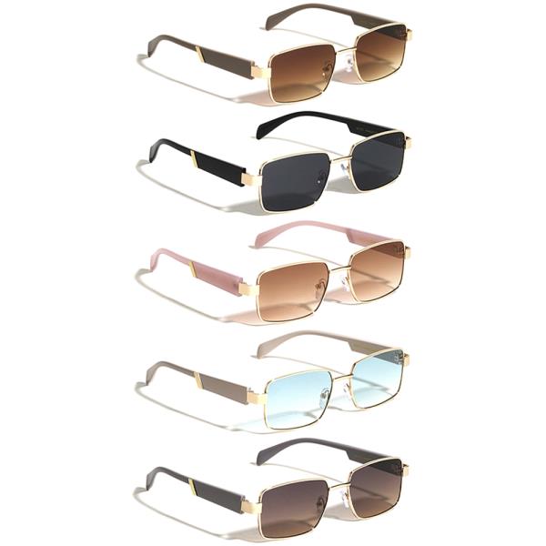 METAL FASHION RECTANGLE SUNGLASSES 1DZ