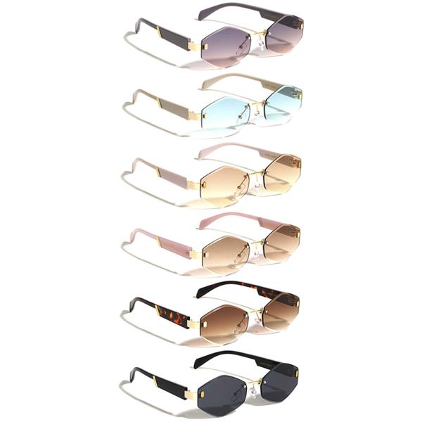 RIMLESS DIAMOND EDGE CUT GEOMETRIC SUNGLASSES 1DZ