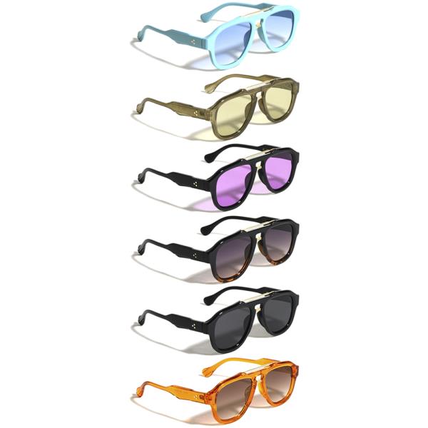GEOMETRIC GOLD BAR FRONT ACCENT AVIATORS SUNGLASSES 1DZ