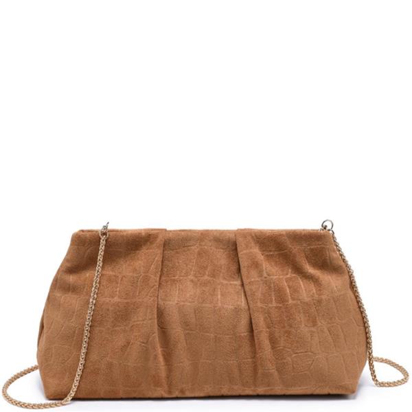 CROC SUEDE TEXTURED ELVA CLUTCH BAG