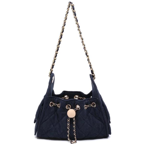 QUILTED DRAWSTRING ROYALTY SHOULDER BAG