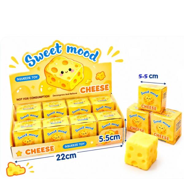 Crunch Sweet Mood Cheese Cube Squeeze Squishy Toy (8 Units)