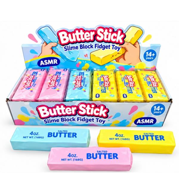 Crunch Butter Stick Slime Block Fidget Squishy Toy (12 Units)