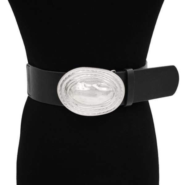 Wide Oval Hammered Buckle Belt