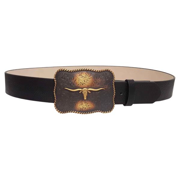 Western Longhorn Steer Buckle Belt