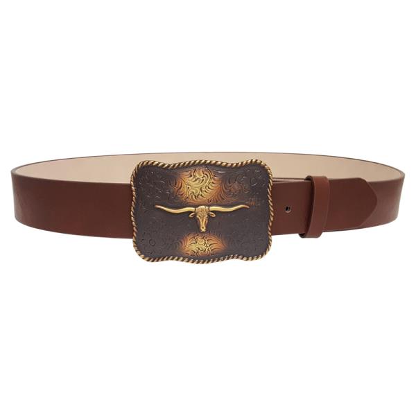 Western Longhorn Steer Buckle Belt