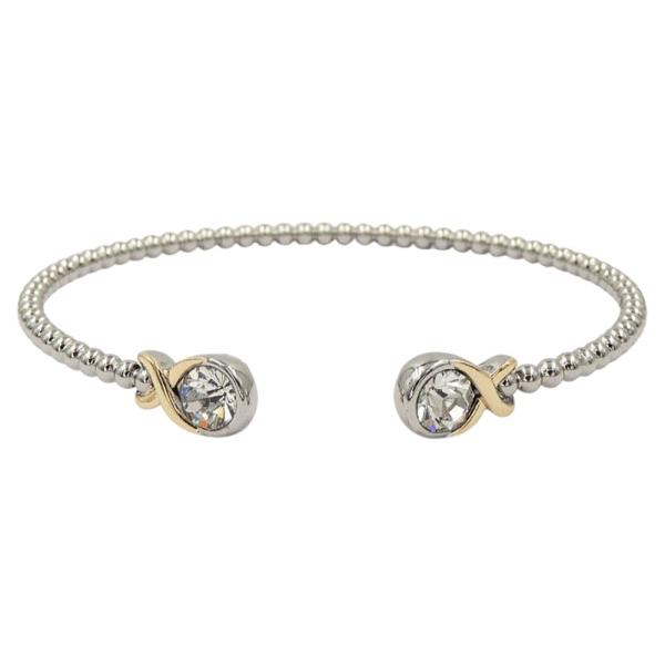 Two Tone Stone Head Open Bracelet