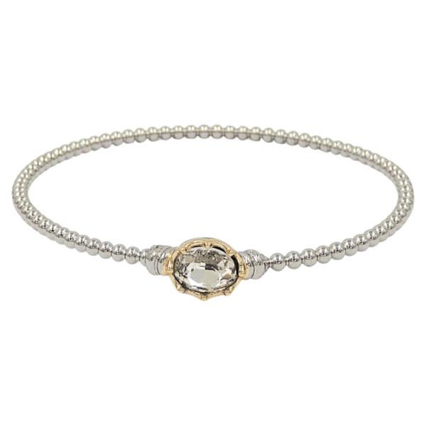 Two Tone Oval Stone Bangle Bracelet