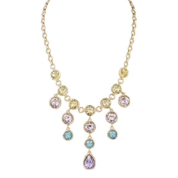Multi Glass Stone Chandelier Necklace
